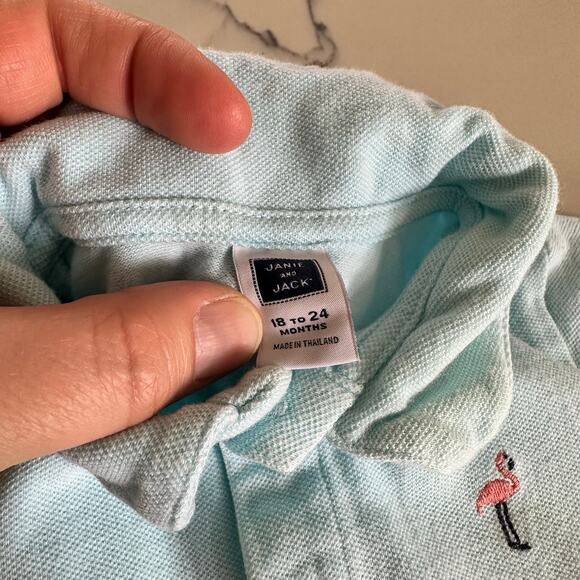 Janie and Jack Blue Flamingo Romper - 18-24 Months - Picture 3 of 6